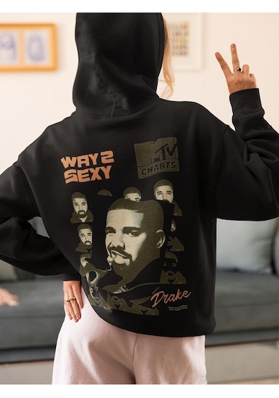 Sevbano Drake Way 2 Sexy Baskılı Unisex Oversize Tasarım Rapper Şarkıcı H Siyah