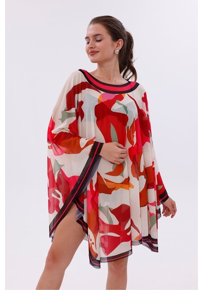 Tarzını Seç Kısa Kimono Pareo - Tesettür Pareo - Kemer Model 180x135 Cm Çok Renkli