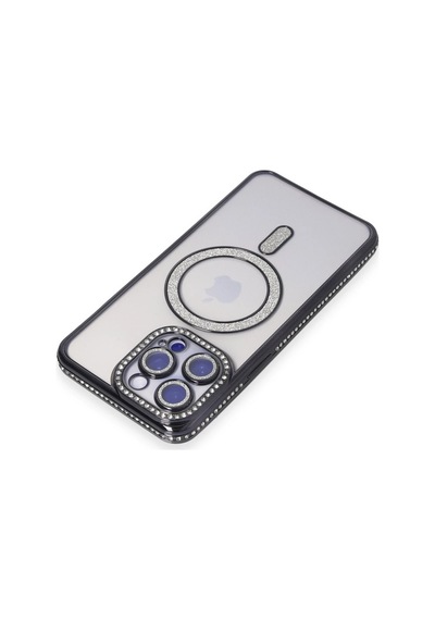 Ilkeshop Newface Apple iPhone Uyumlu 14 Pro Max Kılıf Joke Simli Magneticsafe Kılıf - Siyah