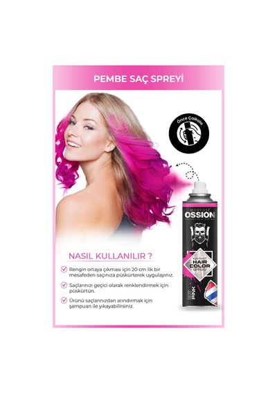 Ossion Premium Barber Line Pembe Renkli Saç Spreyi 150 Ml