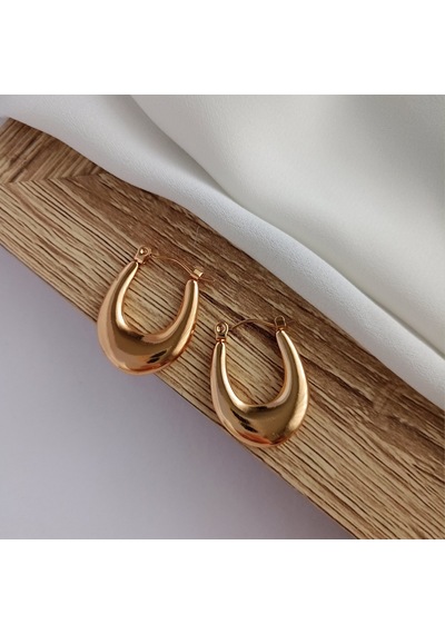 Lente Aksesuar Gold Renk Çelik Bold Damla Küpe - Suya Dayanıklı Modern Tasarım Altın