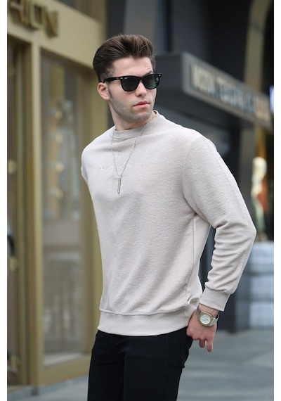 Madmext Bej Basic Erkek Sweatshirt 6010 Bej