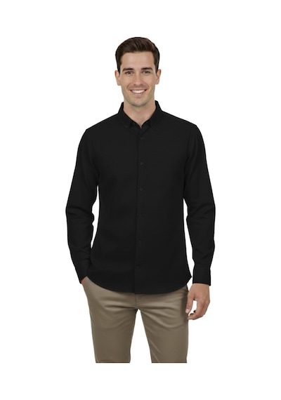 Advante Erkek Spor Slim Fit Uzun Kol Petek Fitilli Gömlek Bgl-st04824 Siyah