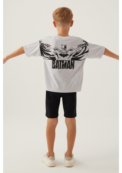 Batman With Emblem Kar Melanj Erkek Çocuk Bermuda Takım 5274-42902 Kar Melanj