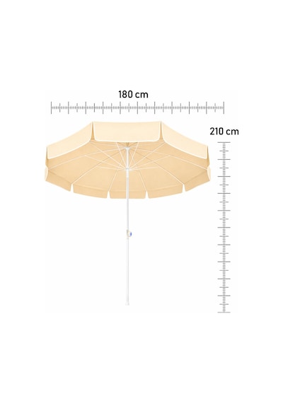 Garden Kaliteli Eğilebilir Güneş Geçirmez Plaj Şemsiyesi 200cm Bej - Taşıma Çantalı