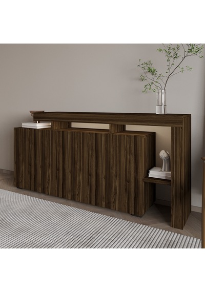 İnarch Dizayn Beliz Led Işıklı Modern Konsol 170 Cm, 4 Kapaklı Ve İç Raflı Depolama, Tasarım Ceviz İnarch Dizayn Beliz Led Işıklı Modern Konsol 170 Cm, 4 Kapaklı Ve İç Raflı Depolama, Tasarım Ceviz