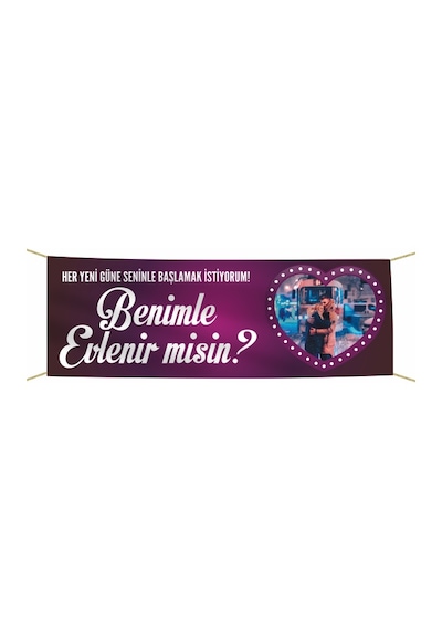 Evlilik Teklifi Kumaş Pankart -9- Tek Ebat