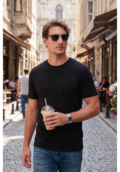 Buratti Pamuklu Regular Fit Bisiklet Yaka Erkek T Shirt 59020204 Siyah