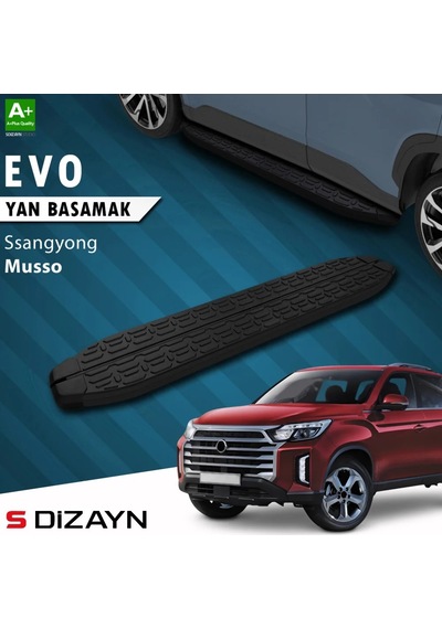 S-dizayn Ssangyong Musso Evo Siyah Yan Basamak 213 Cm 2018-2026 A+ Kalite