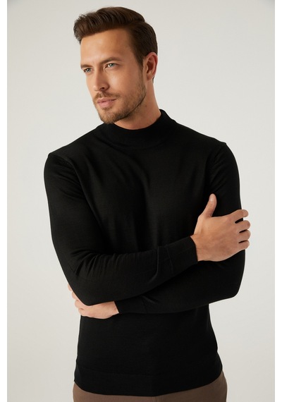 D's Damat Ds Damat Regular Fit Siyah Düz Örgü Yün Karışımlı Triko Kazak 1hf060636275m Siyah