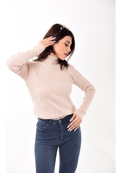 Belifanti Collection Kadın Balıkçı Yaka Boğazlı Slim Fit Kazak Sarı