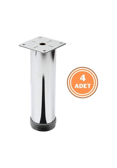 4 Adet Mobilya Ayağı Metal 15 Cm Alttan Ayarlı 42 Mm Krom Ayak Bej Diğer