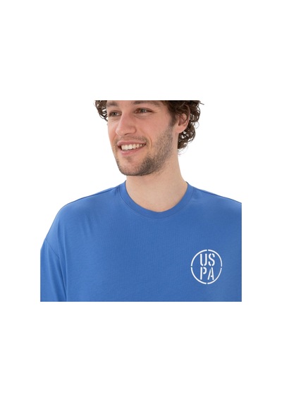 U.s. Polo Assn. Erkek Oversize Fit Bisiklet Yaka Tişört Mavi 