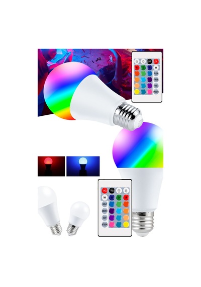 Uzaktan Kumandalı Renk Değiştiren Tasaruf Ampul Rgb 9w Beyaz Dahil 16 Renkli Beyaz