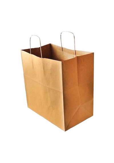 Burgu Saplı Kraft Kağıt Çanta 31X20X33 Cm - 25 Adet