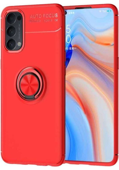 Oppo Reno 4 Lite Kılıf Zore Ravel Silikon Kapak Kırmızı