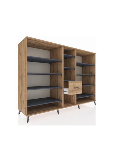Kronos Dolap 11 Raflı 3 Çekmeceli 220x59x163 Çam-antrasit/çam Çam-antrasit/çam Kronos Dolap 11 Raflı 3 Çekmeceli 220x59x163 Çam-antrasit/çam Çam-antrasit/çam