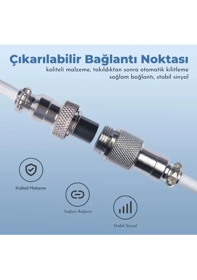 Mekanik Klavyeler İle Uyumlu Coiled Cable- Örgülü Sarmal Type-c Klavye Kablosu Green
