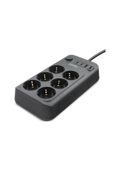 Topraklı Termal Akım Korumalı Uzatma Kablosu Anahtarlı 6 Priz 2 Usb 2 Type-c 2 M Siyah Sh4630 0-2