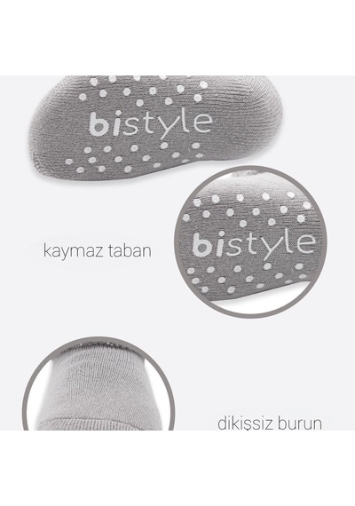 Bistyle Çemberli Kaymaz Havlu Soket Çorap 2'li Bs10503 İndigo Gri İndigo Gri İndigo - Gri