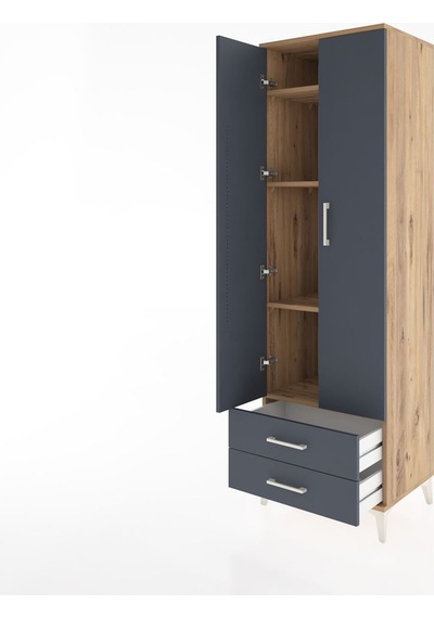 Hyperion Dolap 4 Raflı 2 Çekmeceli 2 Kapaklı 60x44x195 Çam-an... Çam