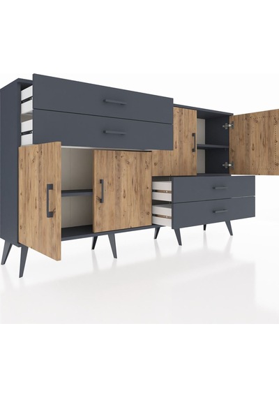 Arges Konsol 3 Raflı 4 Çekmeceli 4 Kapaklı 176x30x99 Antrasit-çam/antrasit Atlas Çam/antrasıt - Antrasıt Arges Konsol 3 Raflı 4 Çekmeceli 4 Kapaklı 176x30x99 Antrasit-çam/antrasit Atlas Çam/antrasıt - Antrasıt