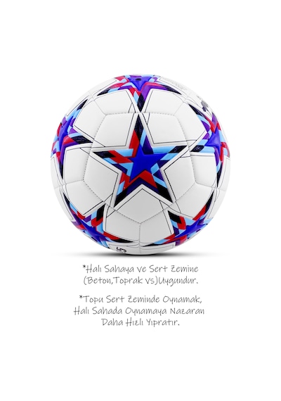 3lü Set Futbol Topu Tekmelik Şampiyonlar Ligi Pompalı Sert Zemin Halı Saha Futbol Topu Mavi No:5 Mavi