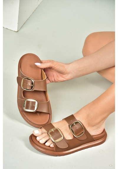 Fox Shoes U725042109 Taba Kadın Terlik Taba-suni Deri