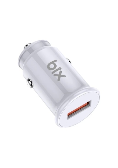 Bix Bx1a18w 18w Qc 3.0 Usb-a Araç Şarj Aleti İphone Android Uyumlu Mini Araç İçi Şarj Cihazı Beyaz