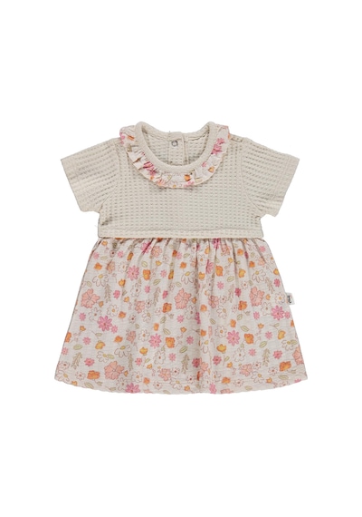 Civil Baby Çiçek Yaprak Empirme 6-18 Ay Tulum - Bej