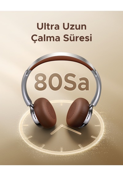 Ugreen Studio Plus Aktif Gürültü Engelleyici Kablosuz Kulak Üstü Kulaklık, 80 Saat, Gümüş Bej, 75629