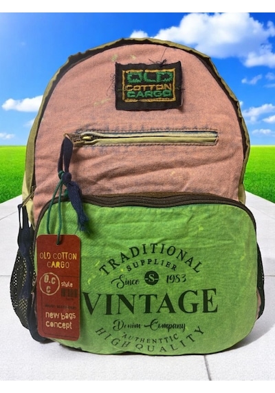 Old Cotton Cargo Kaliteli Tek Bölmeli Vintage Disayn Günlük Gezi Okul Sırt Çantası North Dakato Bag Brand 30x43cm Pembe