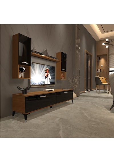Decoraktiv Eko 5da Mdf Std Silver Tv Ünitesi Tv Sehpası Ceviz - Siyah