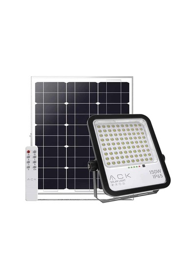 Ack - 150w Solar Led Projektör Led Solar Foodlight 1650lmn 6500k Beyaz Işık Ip65 At65-19432