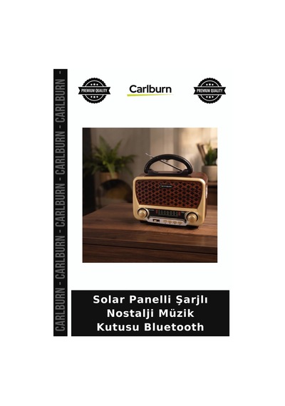 Özel Üretim Özel Üretim Nostalji Müzik Kutusu Solar Panelli Şarjlı Aux Girişi Led Fener Bluetooth