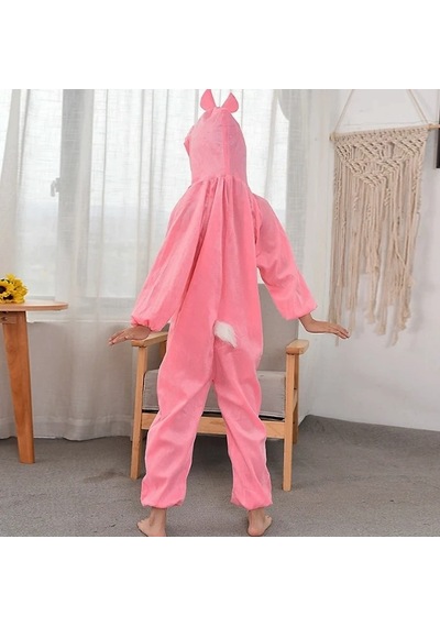 Çocuk Tavşan Kostümü Pembe Renk 4-5 Yaş 100 Cm Bx40 Açık Gri