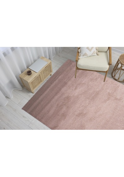 Dream Color Pembe Yumuşak Yüzeyli Kaymaz Makinede Yıkanabilir Halı-879 Beyaz