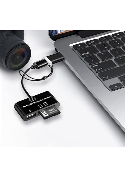 Type-c Micro Usb 3in1 Sd Micrsd Kart Okuyucu Otg Çevirici Kablosu 5256