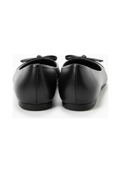 Ne&ve Shoes Siyah Deri Yılan Baski Garnili Biye Detaylı Kadın Babet