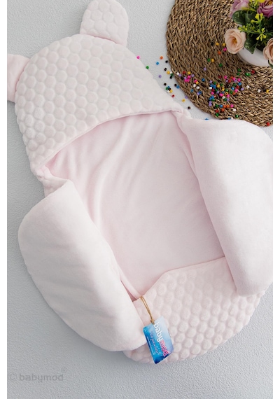 Kabartmalı Velboa Kız Bebek Kundak Pembe