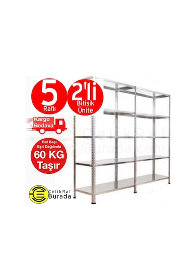 Açıkmağazam Galvanizraf 5 Katlı Duble Çelik Galvaniz Arşiv Depo Kiler Rafı