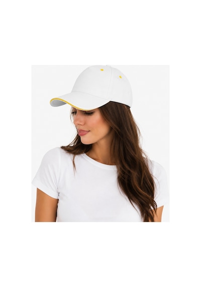 Neco Giyim Düz Baseball Şapka Arkası Cırtlı Ayarlanabilir Unisex Kep Günlük Spor Basic Model Şapka Beyaz-sarı