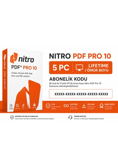 Nitro Pdf Pro 10 - 5 Pc Lifetime/ömür Boyu Abonelik Kodu