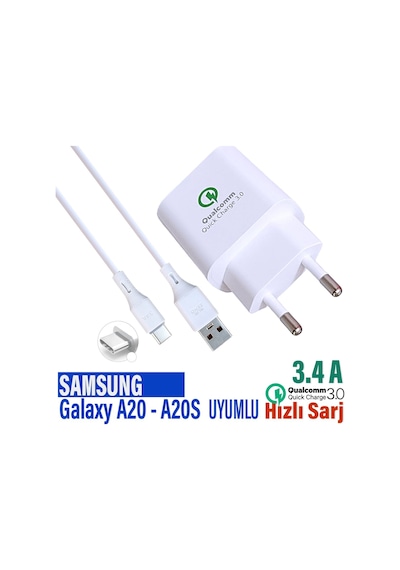Samsung Galaxy Uyumlu A20 Hızlı Şarj Tyepc A20s Aleti Type c