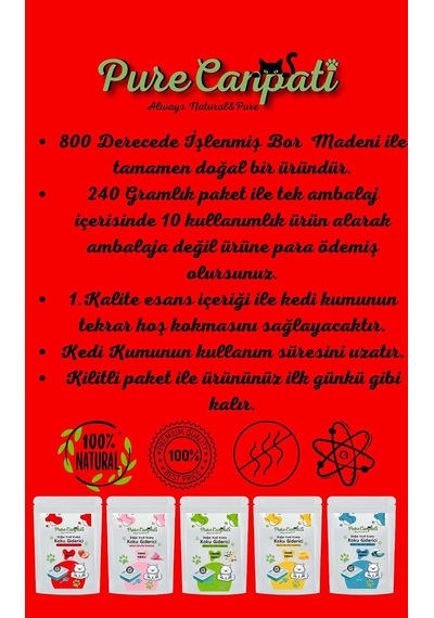 Kedi Kumu Koku Giderici- Kötü Kokuları Giderir - Doğal Koku Giderici -çilek Kokulu 240 Gr