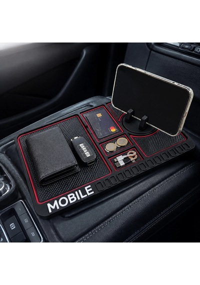 Araç İçi Kaydırmaz Silikon Organizer Mat Telefon Standlı Konsol Düzenleyici