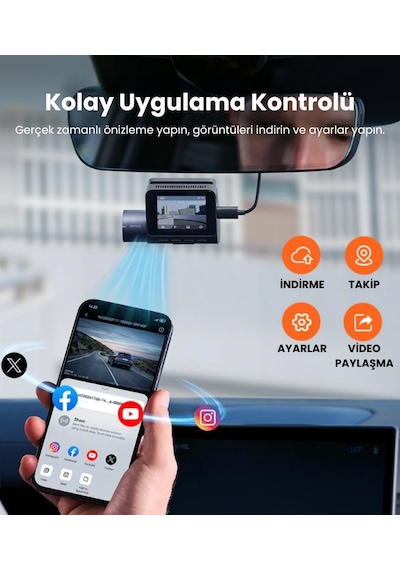 70mai 2.5k Araç Kamerası A410 Ön Kamera Sadece Ön Kamera Süper Gece Görüşü F1.55 Dahili Wi-fi