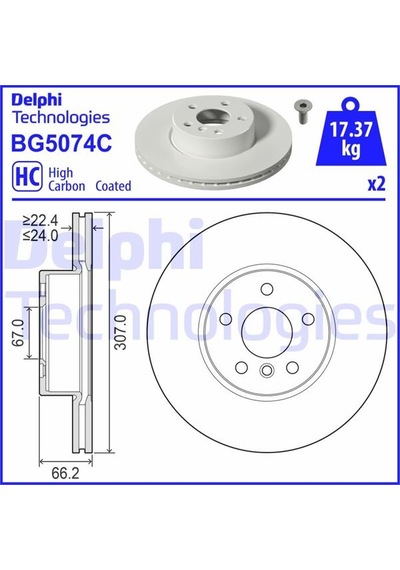 Delphı Bg5074c Fren Diski Ön Bmw G42 G20 G21 G28 G22 G23 G26 34106877212 1 Takım -ıdır