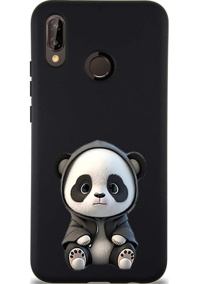 Xiaomi Redmi Note 7 Pro İle Uyumlu Sevimli Panda 0214d Tasarımlı Siyah Lansman Kılıf Çok Renkli