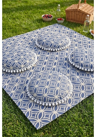 Piknik Örtüsü Seti 4 Lü Yuvarlak Ponponlu Minderli Desenli Bahçe Plaj Park Piknik Matı Su Geçirmez Çok Renkli Piknik Örtüsü Seti 4 Lü Yuvarlak Ponponlu Minderli Desenli Bahçe Plaj Park Piknik Matı Su Geçirmez Çok Renkli